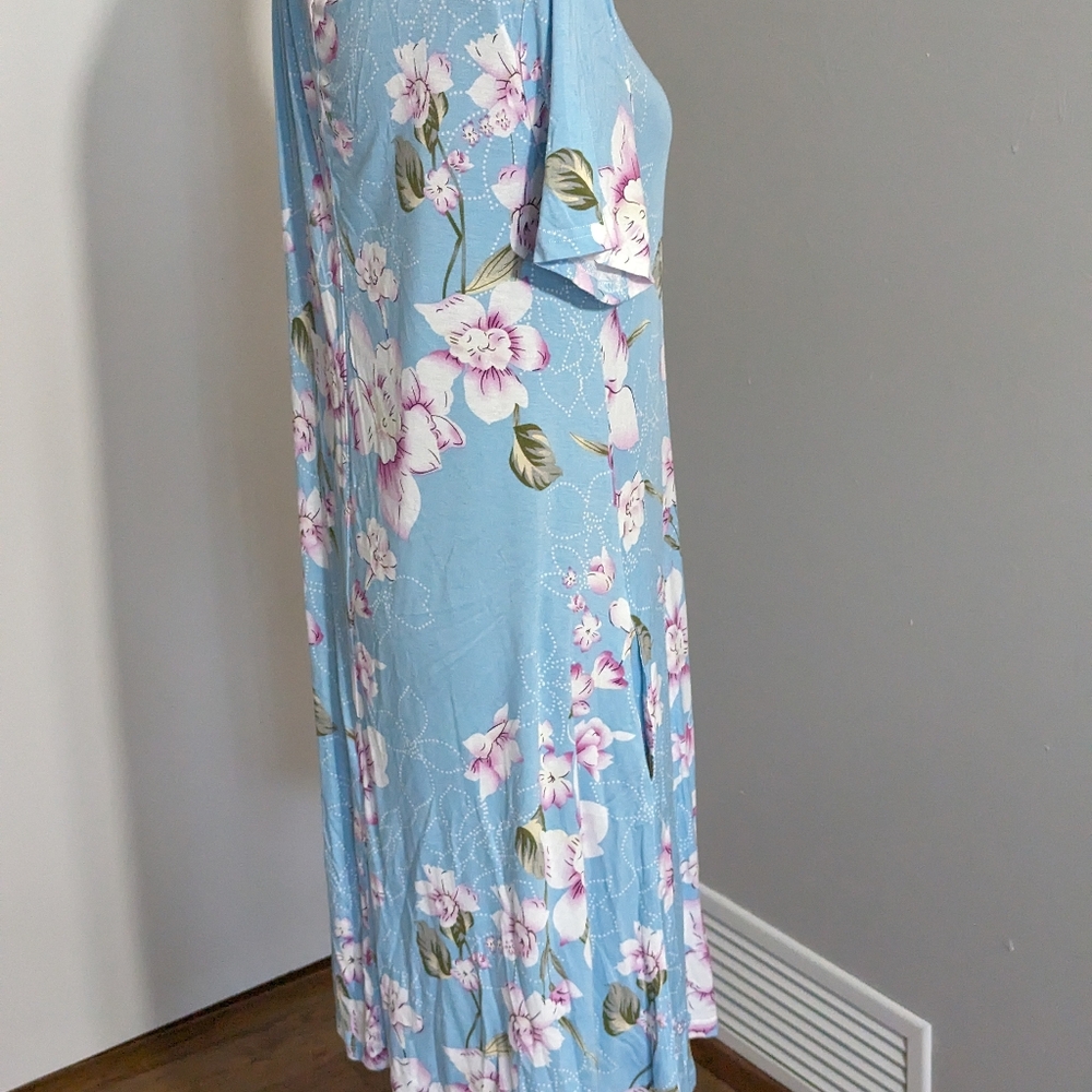 Korsis LG, blue floral short sleeve dress - Picture 3 of 5